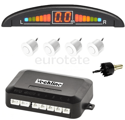 Capteur de stationnement arriere Velchine avec 4 capteurs blancs et avec ecran LCD  - 15937483 - Eurotete