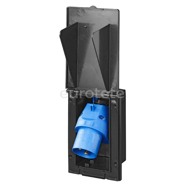 Toma exterior CEE 16 x 10 negro conector enchufe con tapa abatible  - 820107 - Eurotete