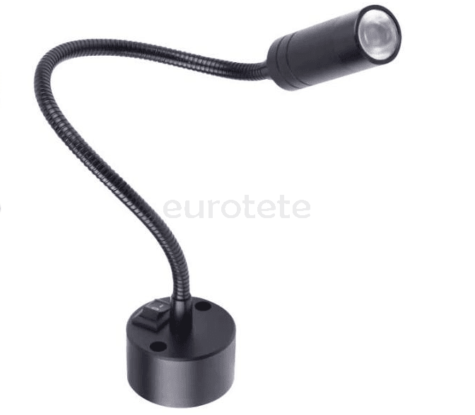 Lampara lectura led negro tubo flexible tubolar 12 voltios y 2 watios autocaravana 1