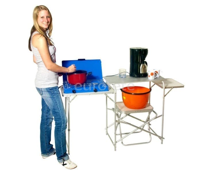 Mobilier de camping avec structure en acier pour poele caravaning