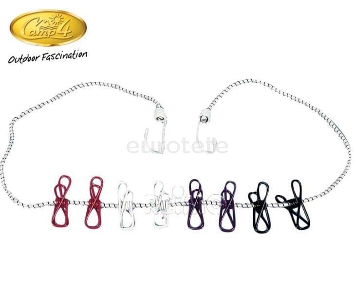 Corde a linge pour poulpe avec pinces pour caravaning  - 992101 - Eurotete