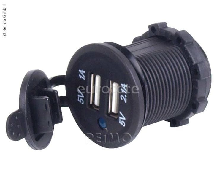 Usb doble sin marco de 2.1 amperios y de 5 voltios adaptador impermeable 12 voltios  - 81105 - Eurotete