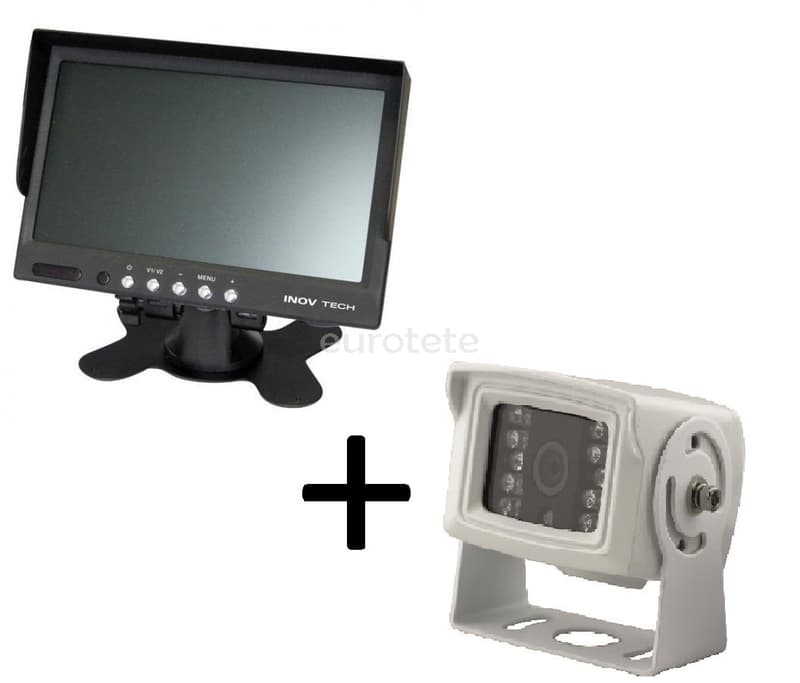 Camara de marcha atras blanca con pantalla negra de 2 entradas  - 402899B - Eurotete