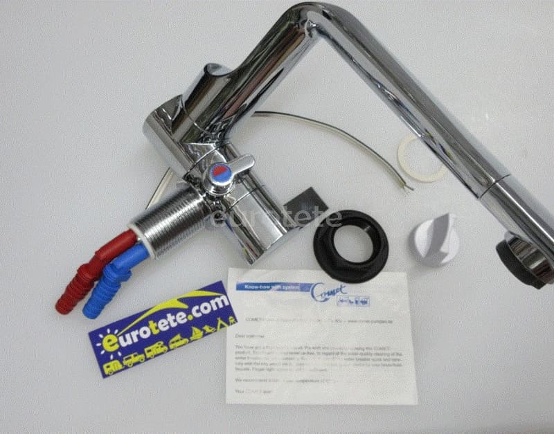 Grifo Mischer Arona cromado con caño giratorio para cocina autocaravana 1