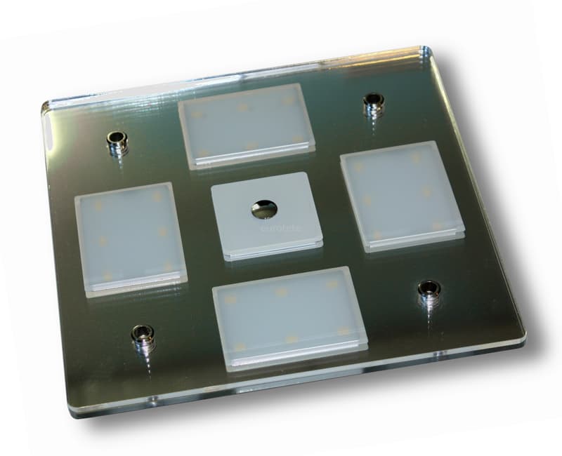 Plafon led cuadrado de 19.5 cm con 2 posiciones a 12 voltios