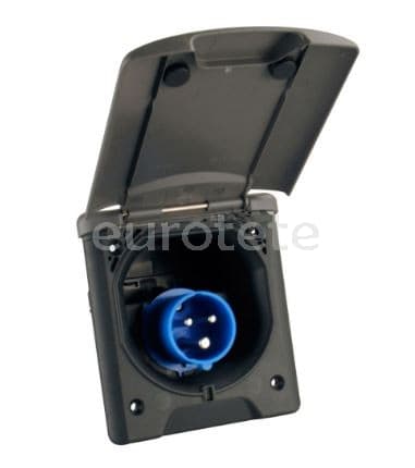 Prise externe IP44 noir 16A 220V electricite avec plateau carre  - 8820375 - Eurotete