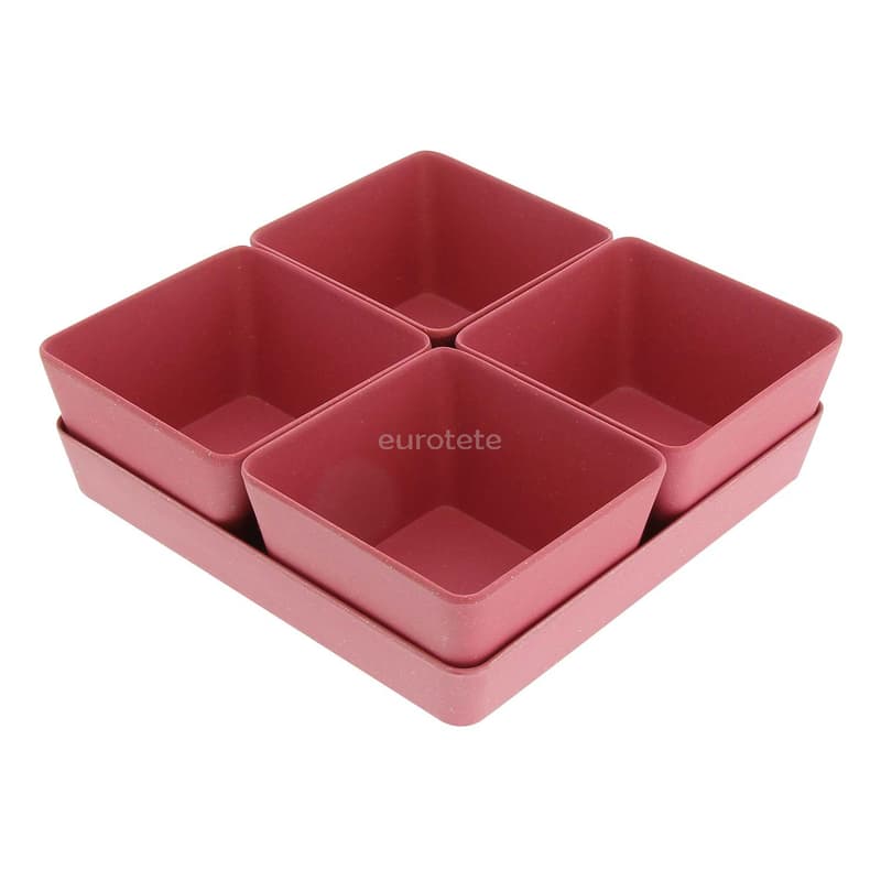 Set aperitif de 5 pieces en fibre de bambou grenat pour camping-car, nautique ou camping  - 084328 - Eurotete