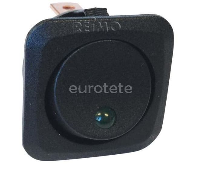 Interruptor cuadrado a 12 voltios negro con luz verde  - 80310 - Eurotete