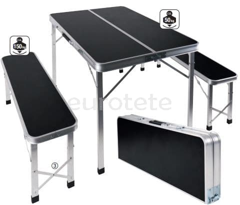 Mesa picnic con 2 taburetes plegables para camping 3