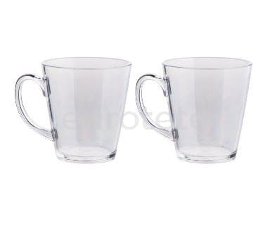 Tasse 2 pieces en polycarbonate pour the ou cafe transparent avec anse