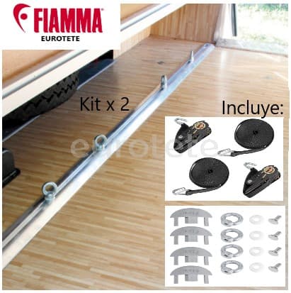 Fiamma 2 barras de 2 metros + 8 ojales + correas de Garage-Bars Premium autocaravana 1