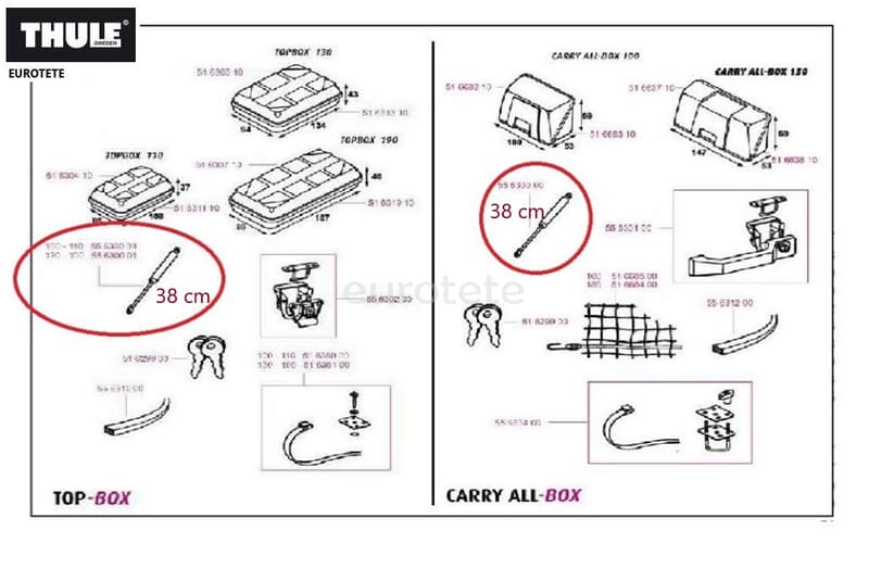 Thule amotiguador Carry all box - 100 N recambio baul