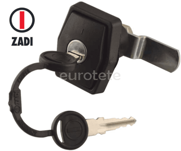 Serrure a poussoir standard noir portail 2 cles Zadi porte de caravane camping-car 1